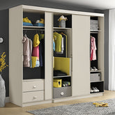 Trueliving  4 Door Sliding Kids wardrobe Laminated Finish & PU Finish (6Ft *2Ft *9Ft -1828.8MM X 609MM X 2743.2MM)